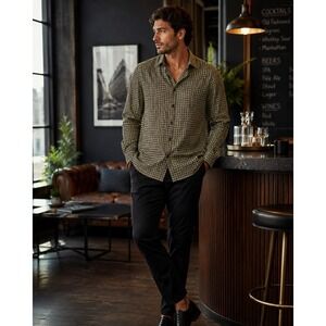 Silver Stone Collection Mens XXL Modern Fit Geometric Star Print Button Down